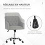Voir la diapositive 4 : VINSETTO Chaise de bureau design Chesterfield capitonné hauteur réglable pivotant 360° fonction bascule piètement chromé tissu gris