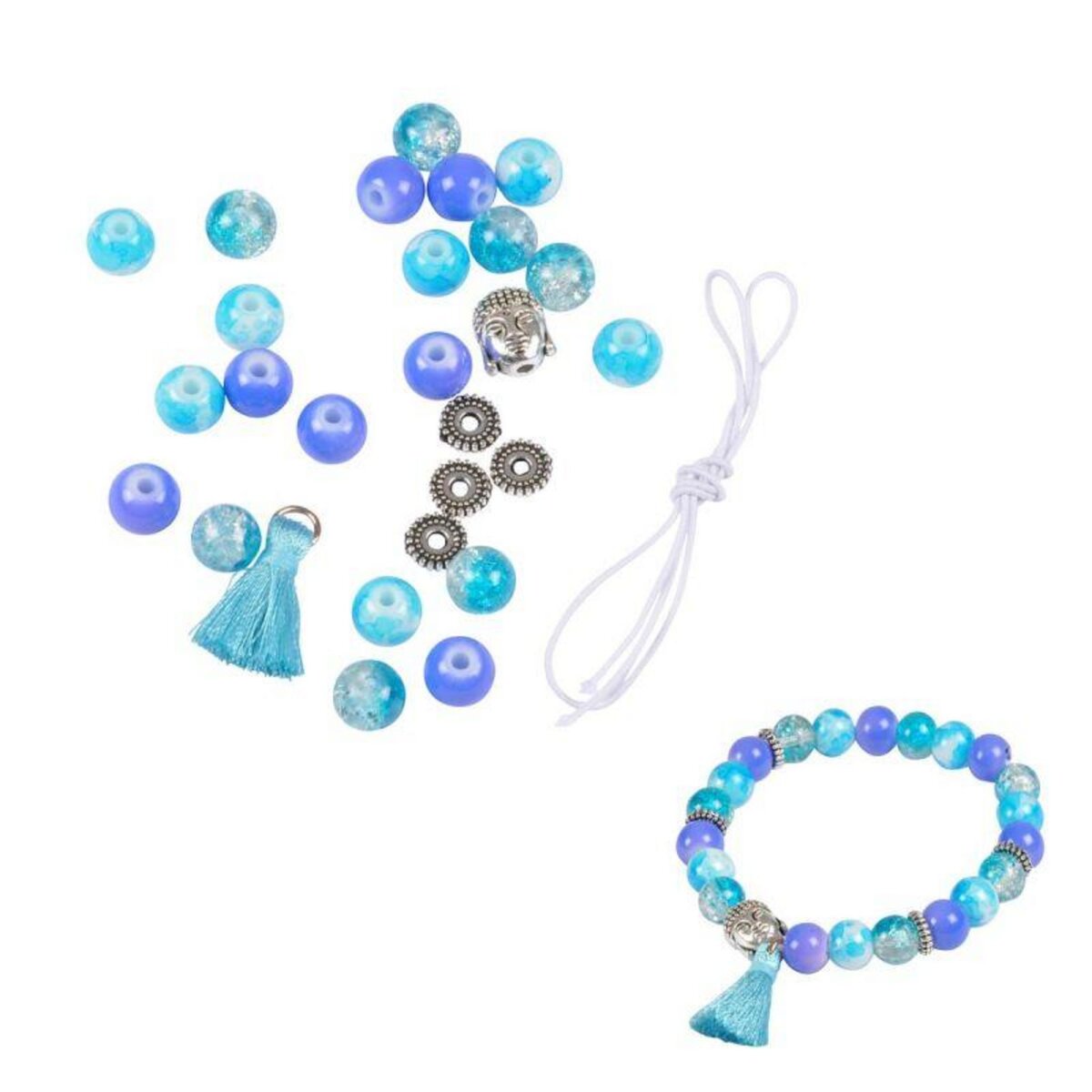 Paris Prix Kit Bracelet 21 Perles  Verres  0,8cm Bleu Turquoise