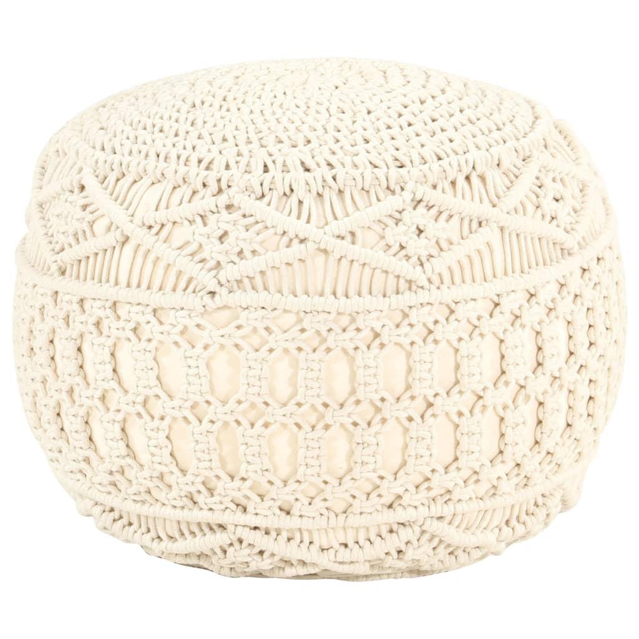Voir la diapositive 1 : VIDAXL Pouf fait a la main en macrame 45x30 cm Coton