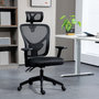 Voir la diapositive 2 : VINSETTO Fauteuil de bureau manager grand confort réglable dossier ergonomique inclinable pivotant tissu maille noir