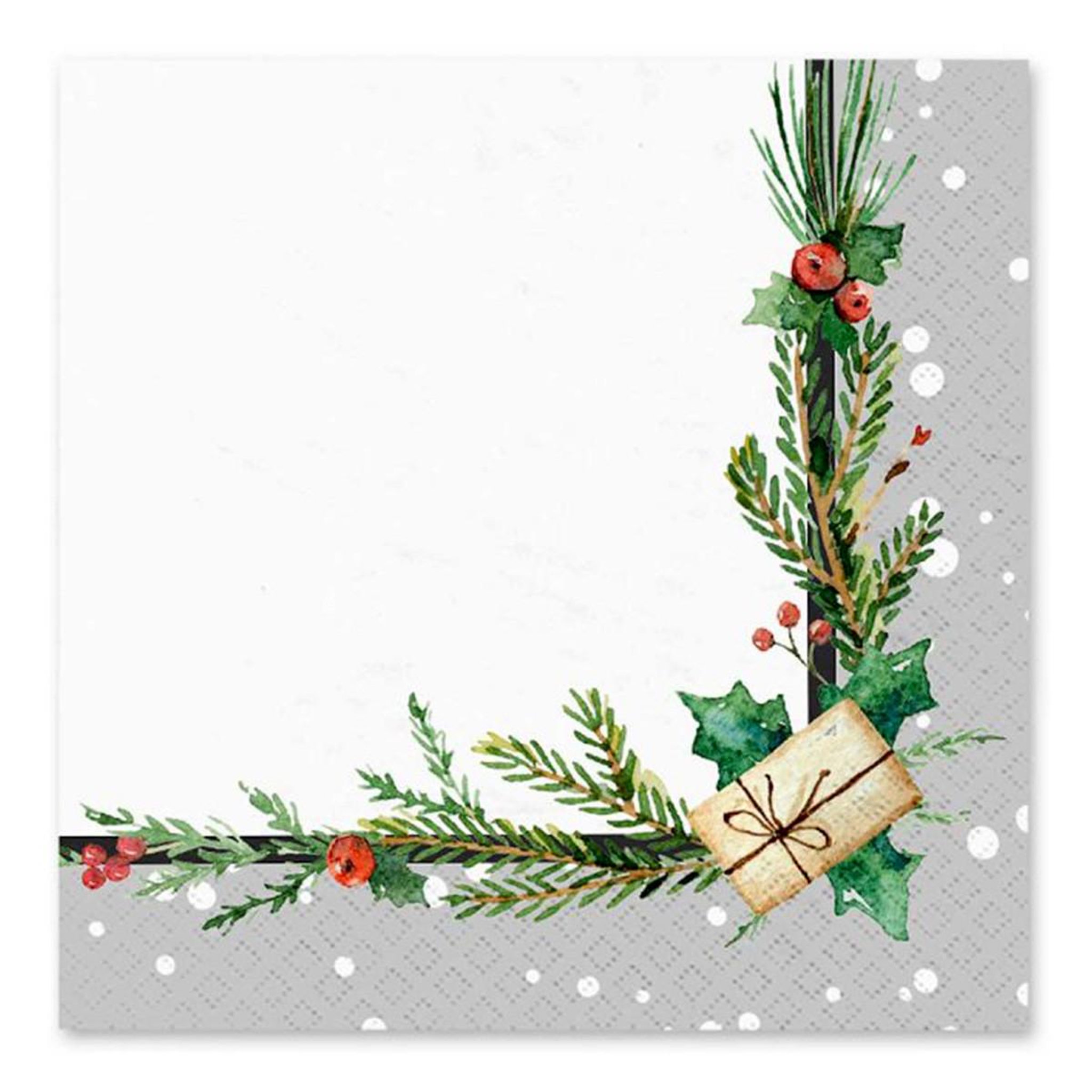 Voir la diapositive 1 : HOMEA Lot de 20 serviettes à papier  branche sapin  33x33cm blanc
