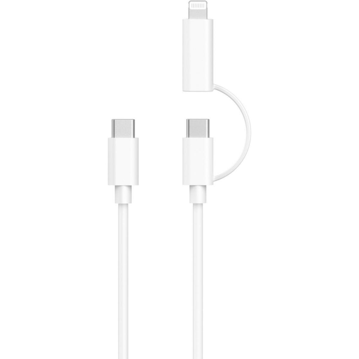 ESSENTIEL B Câble Lightning 2 en 1 vers USB-C /Lightning MFI Blanc