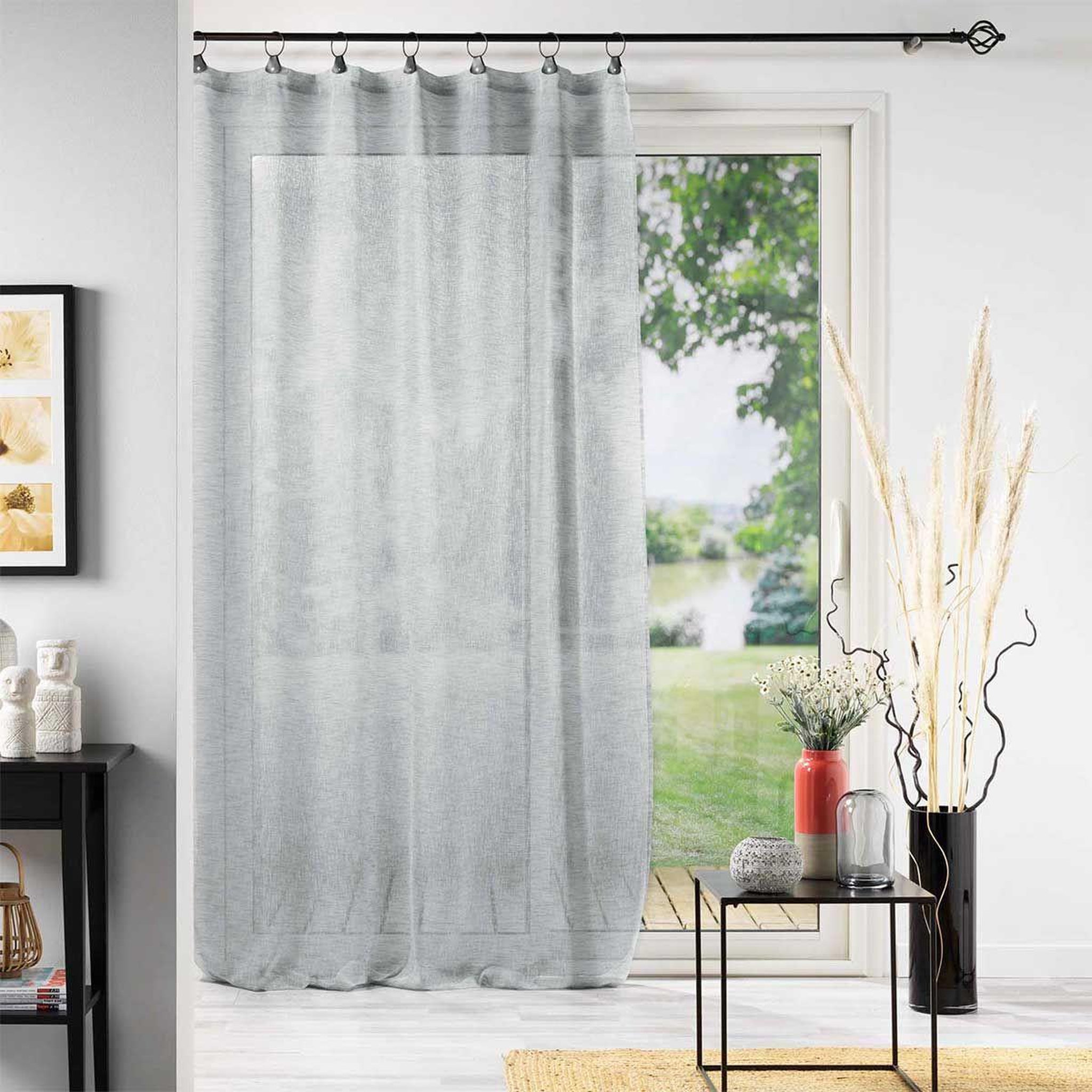 Voir la diapositive 3 : Douceur d'Intérieur Rideau voilage à anneaux  linka  140x240cm gris