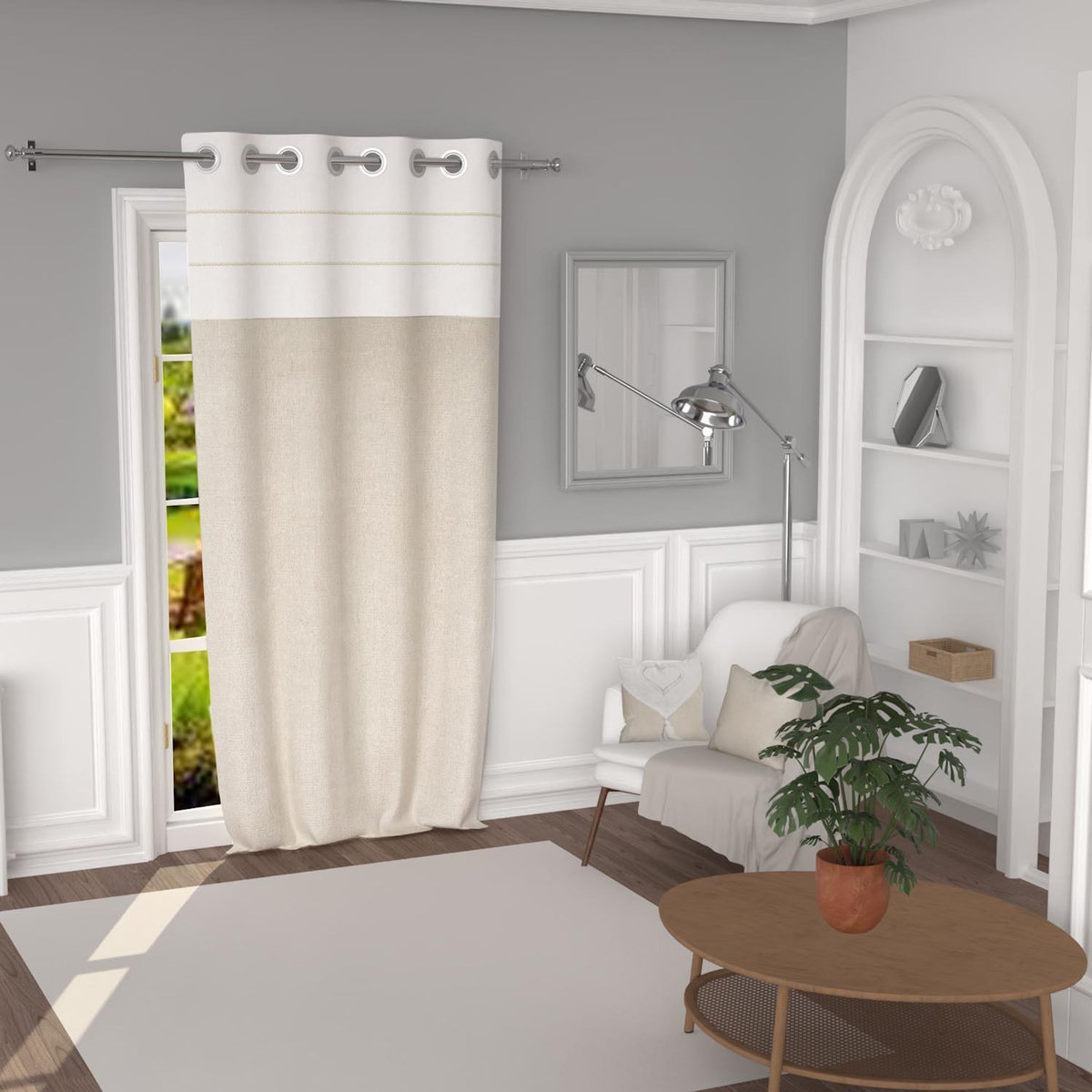 SOLEIL D'OCRE Rideau à oeilets en pur coton lavé 135X250 cm ELENA, par Soleil d'Ocre