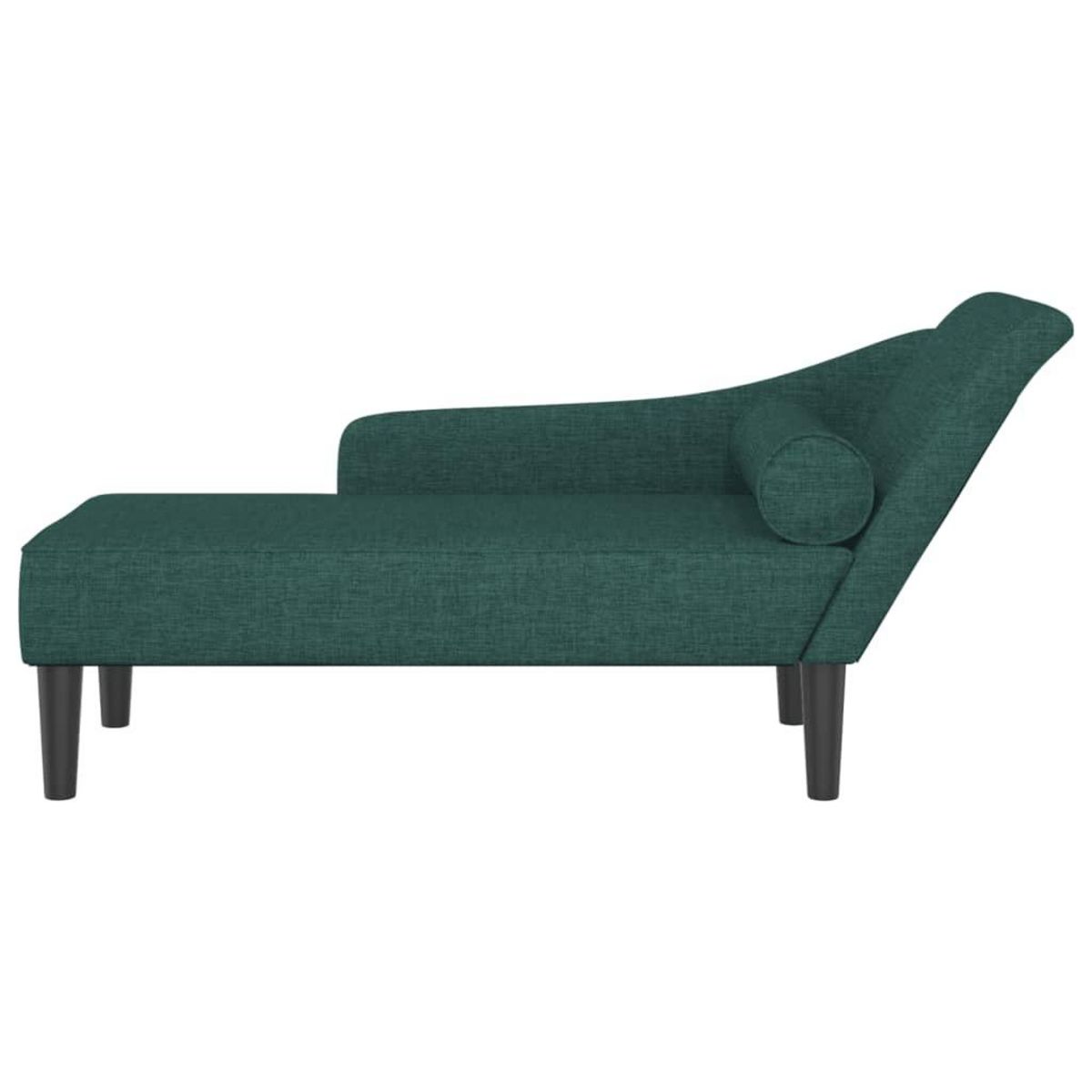 VIDAXL Chaise longue avec coussins vert fonce tissu
