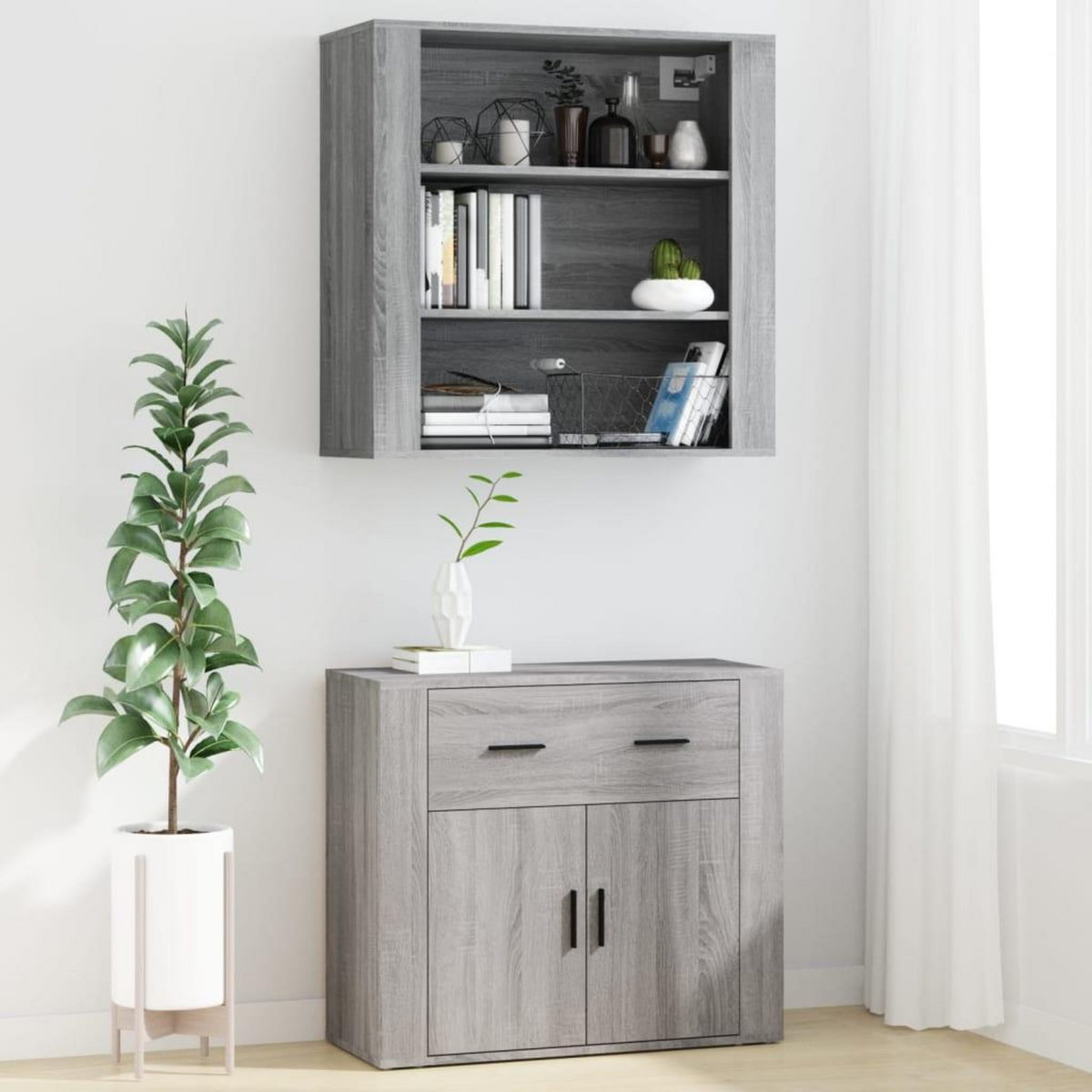 VIDAXL Buffet haut Sonoma gris Bois d'ingenierie