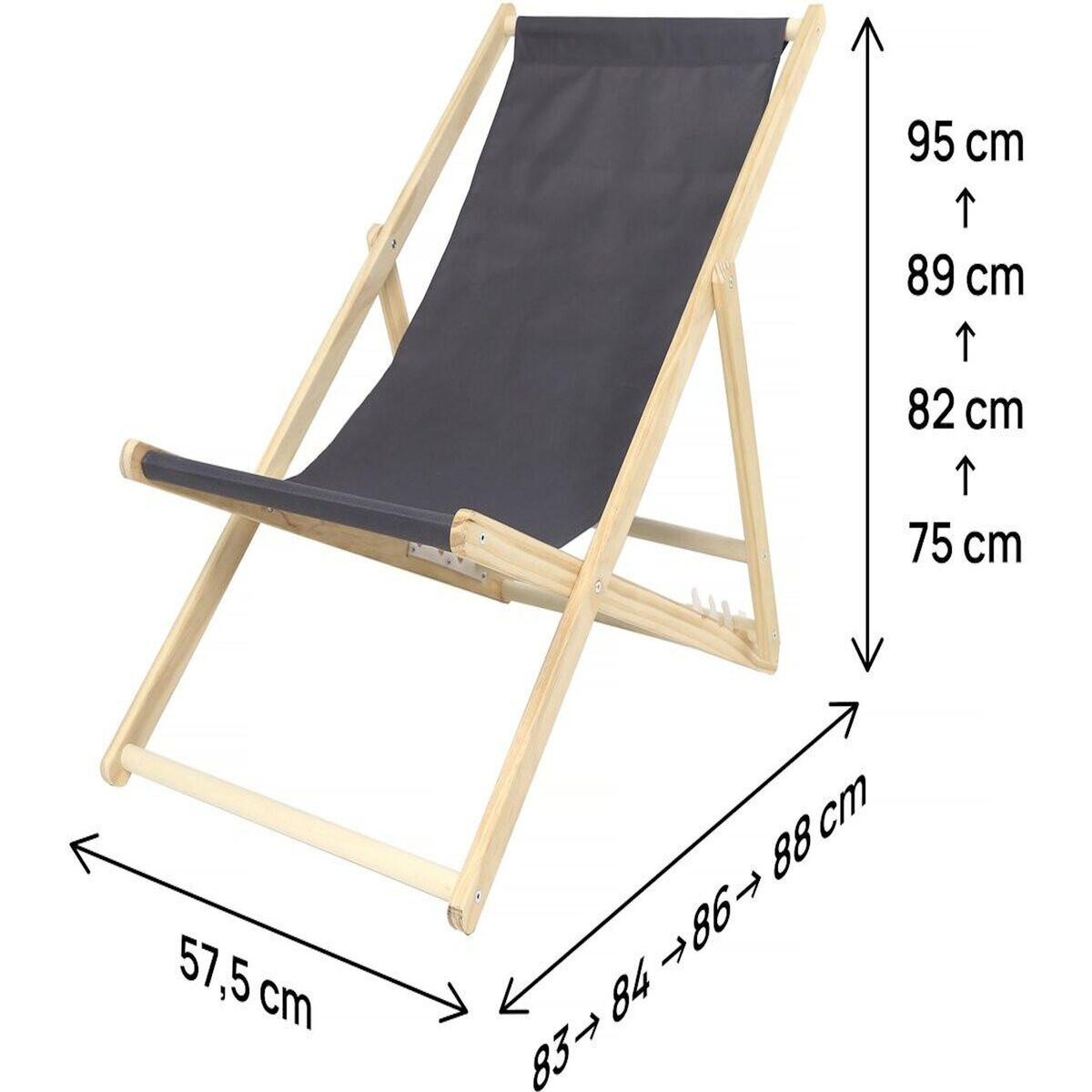 Habitat et Jardin Lot de 2 transats en bois  Chilienne  - 107 x 56.5 x 81 cm - Gris