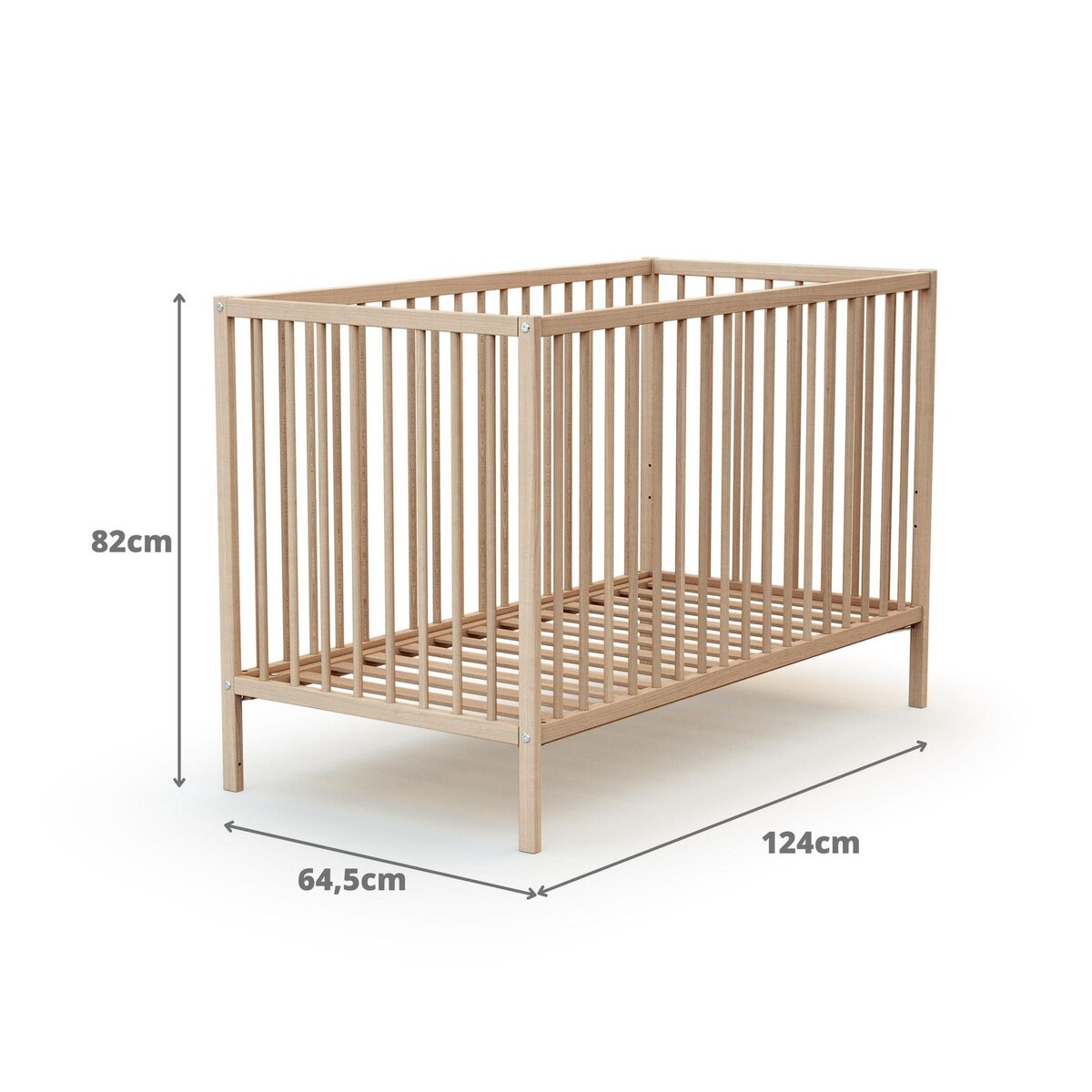 WEBABY Lit bébé en bois 60x120 ONE