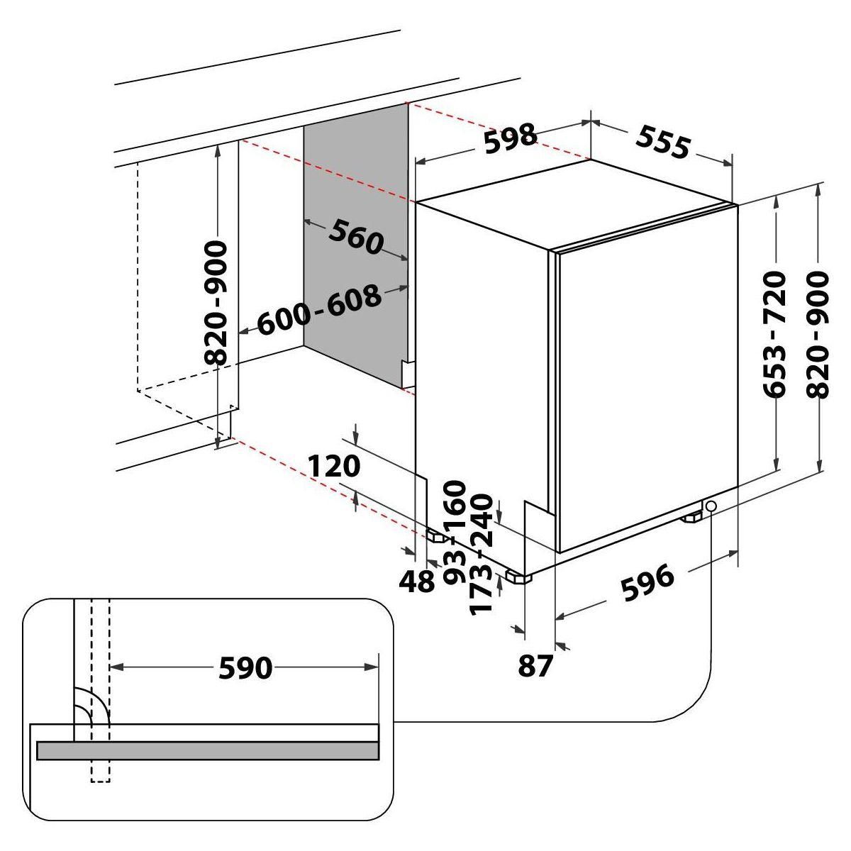 Whirlpool Lave vaisselle encastrable W3ID734OS 6ème Sens
