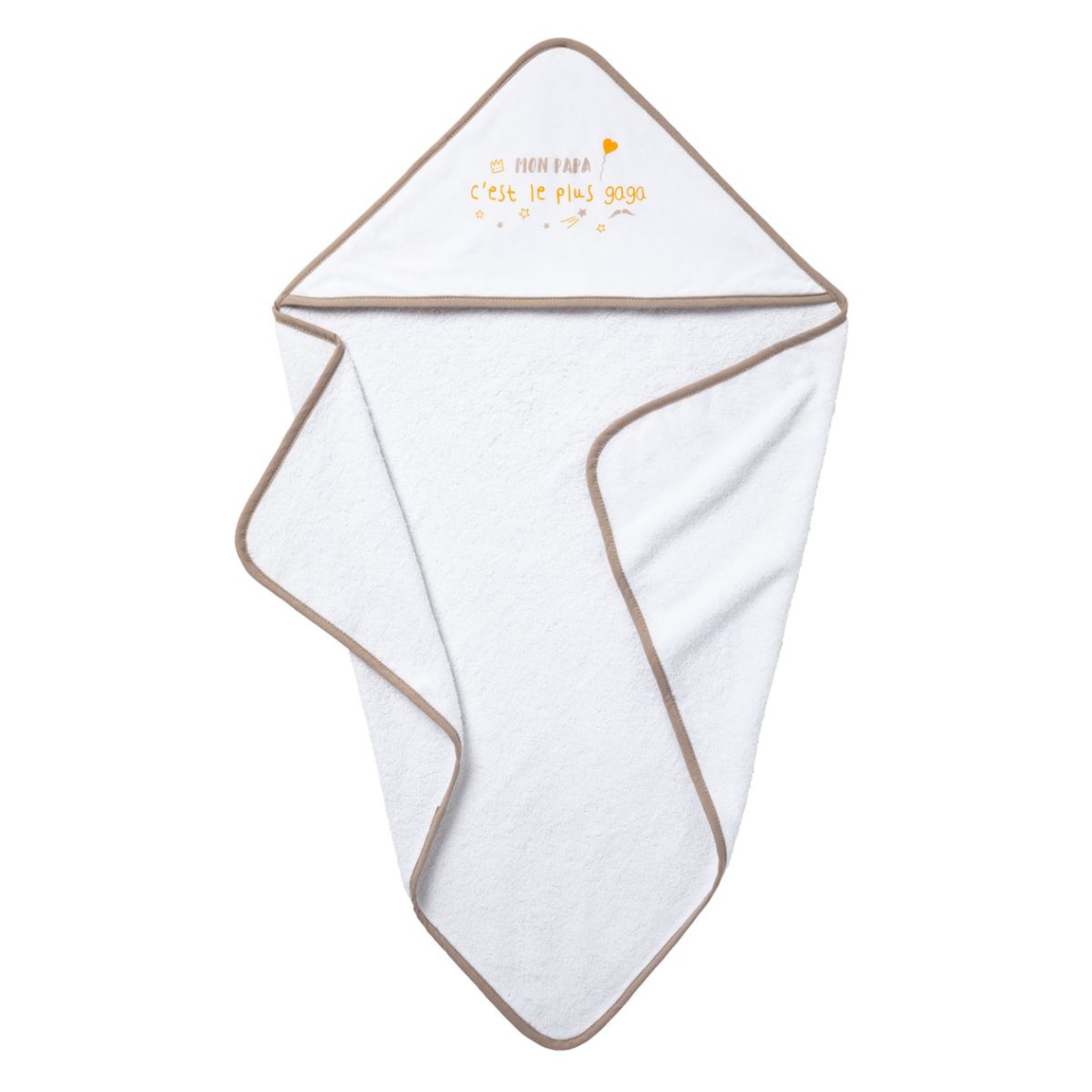 Voir la diapositive 1 : Babycalin Cape de bain bébé 70x70cm Message Papa