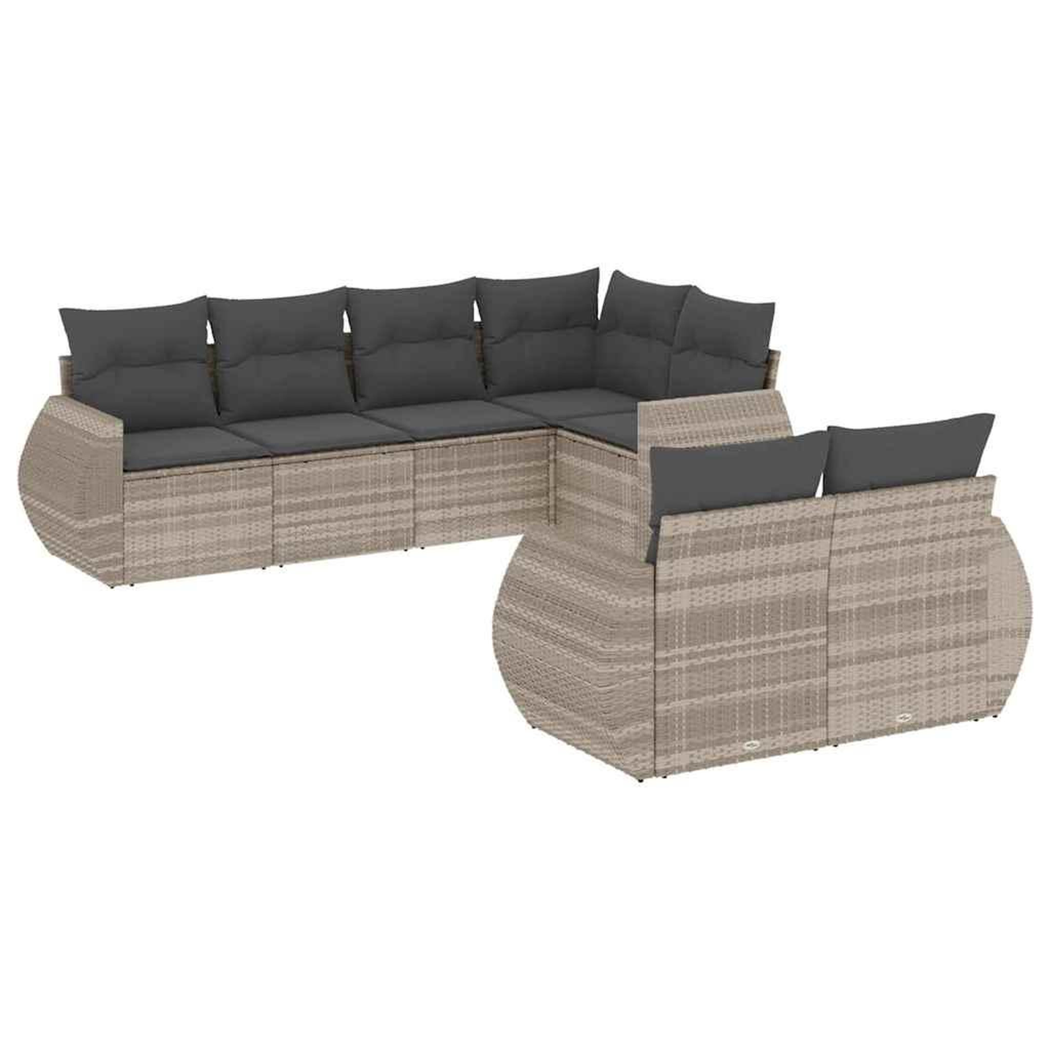 Voir la diapositive 2 : VIDAXL Salon de jardin avec coussins 7 pcs gris clair resine tressee