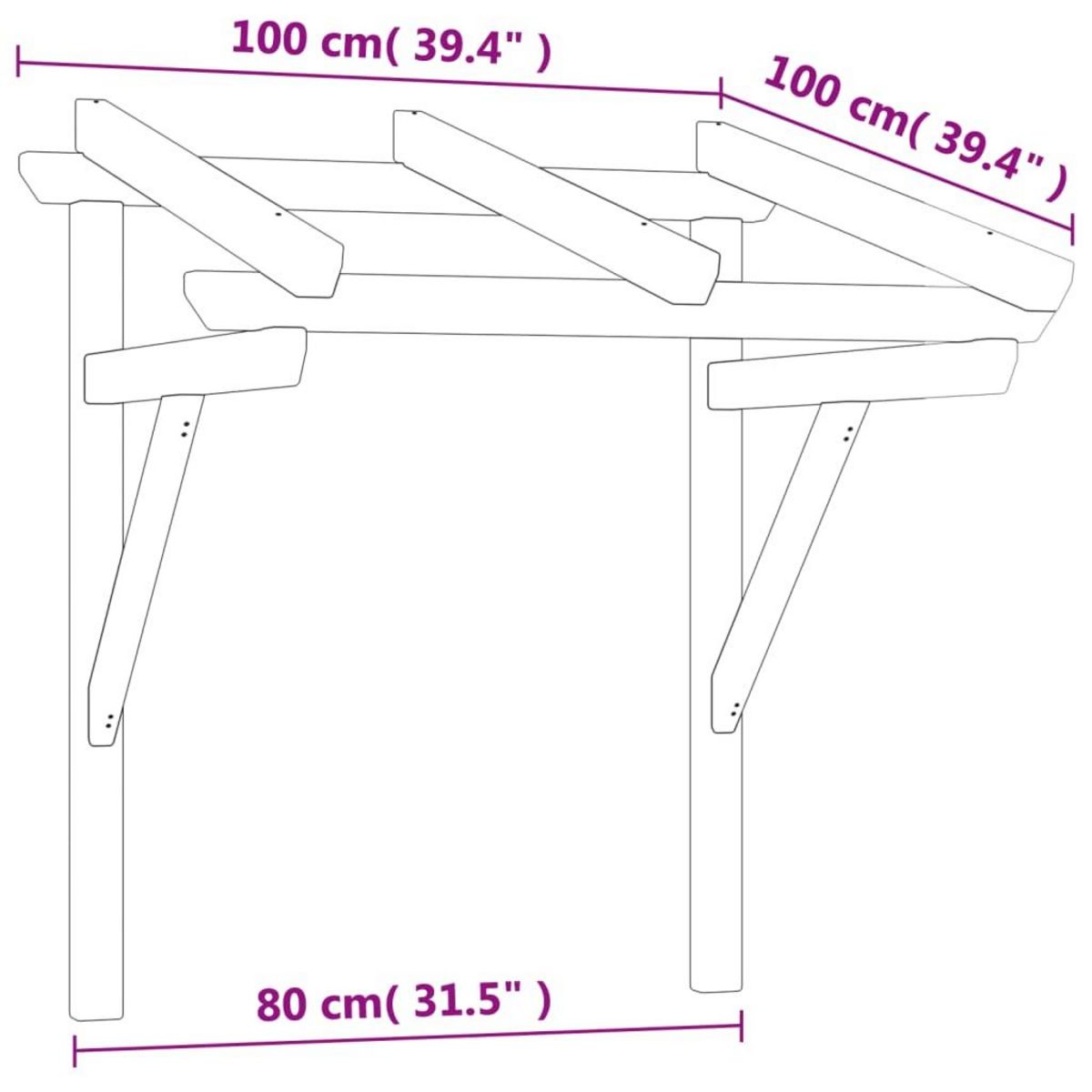 VIDAXL Auvent de porte 100x100x80 cm Bois de pin massif impregne