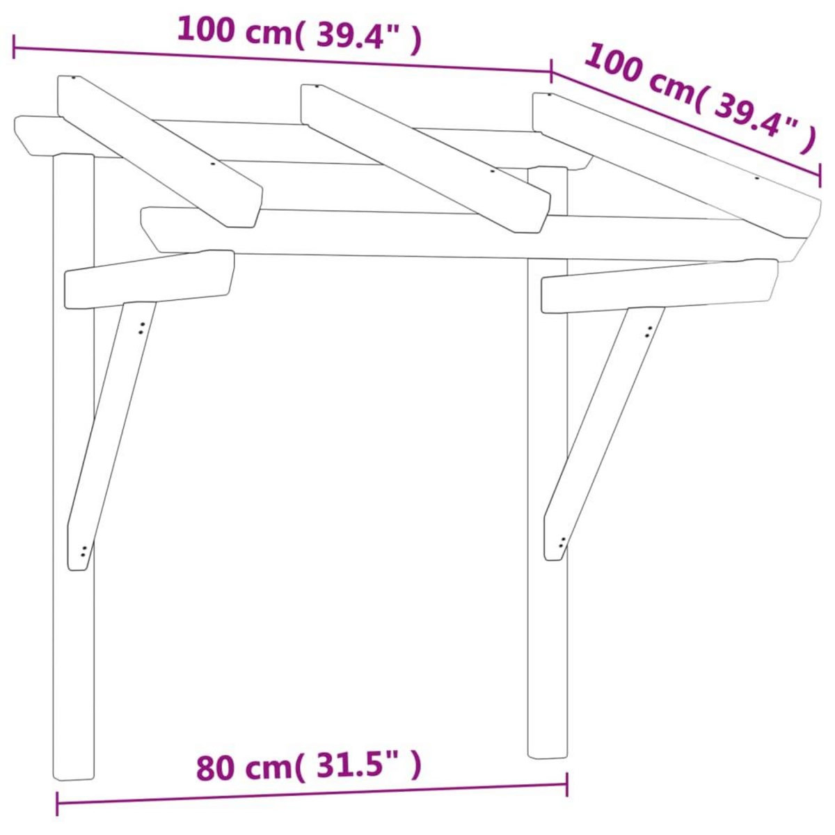 VIDAXL Auvent de porte 100x100x80 cm Bois de pin massif impregne