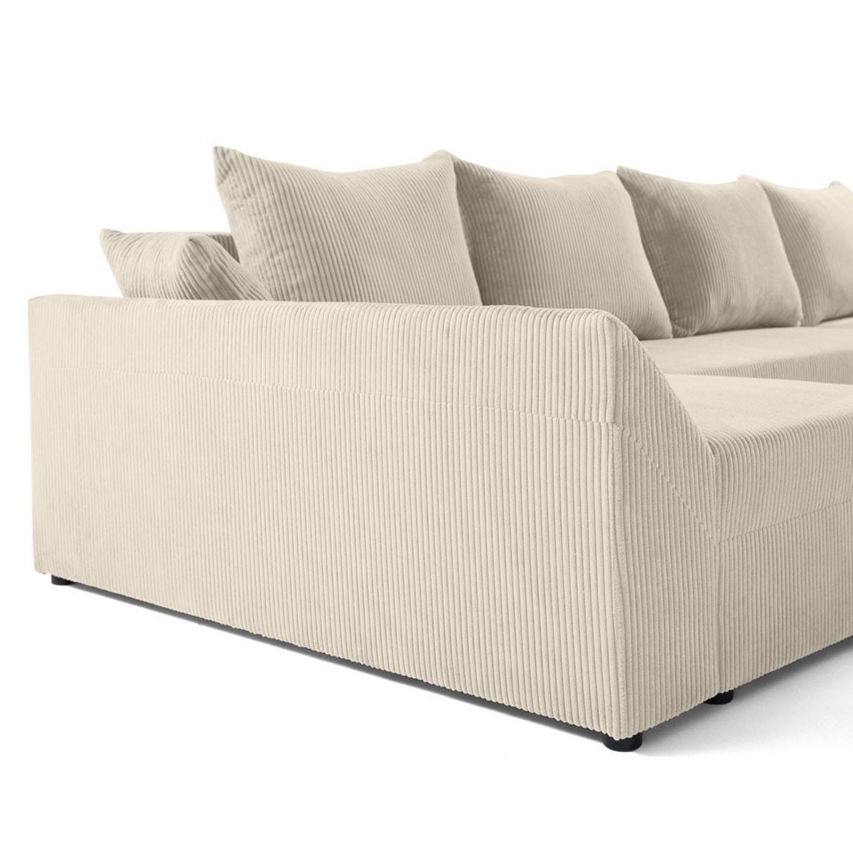 BEST MOBILIER Mike - canapé panoramique en u - 7 places - convertible avec coffre - en velours côtelé