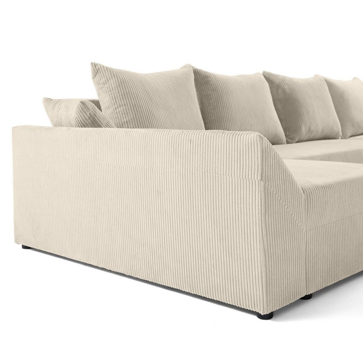 BEST MOBILIER Mike - canapé panoramique en u - 7 places - convertible avec coffre - en velours côtelé