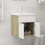 VIDAXL Armoire d'evier avec lavabo integre blanc et chene sonoma