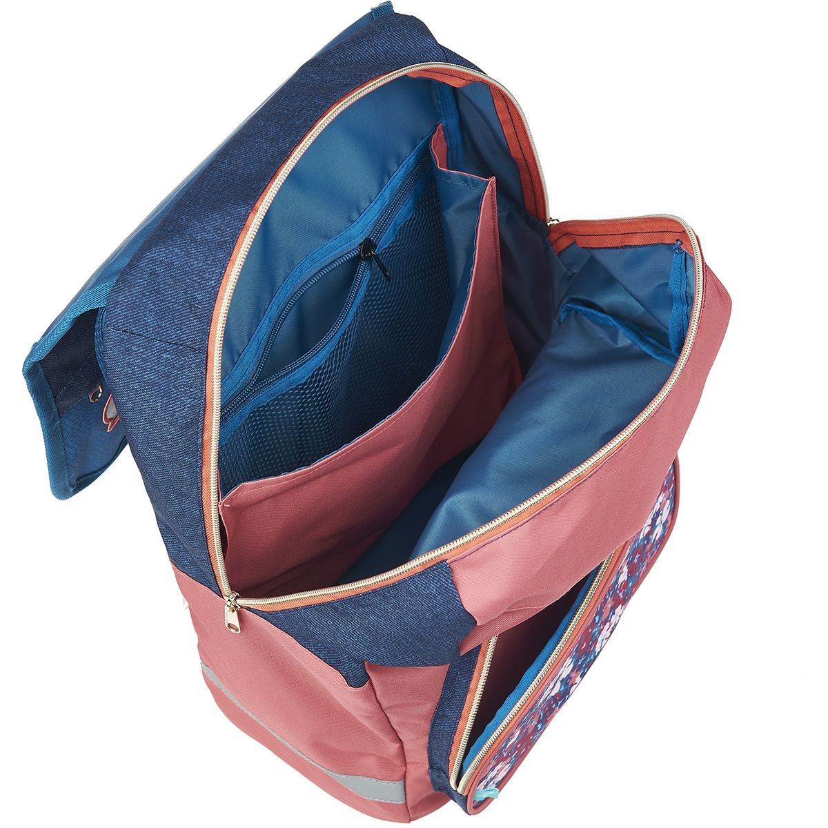 AUCHAN Sac à dos 2 compartiments 38 cm bleu et rose Nature Lover