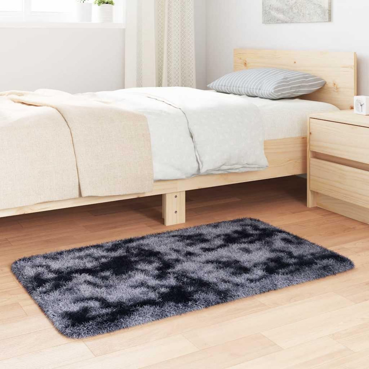 VIDAXL Tapis Shaggy a poils longs NAVARRA gris fonce 60x100 cm