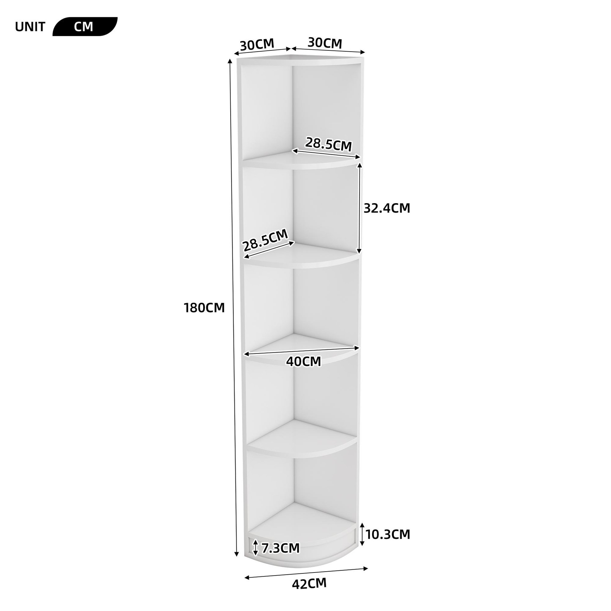 Voir la diapositive 3 : MERAX Etagère à poser d'angle blanc - 42 cm mdf