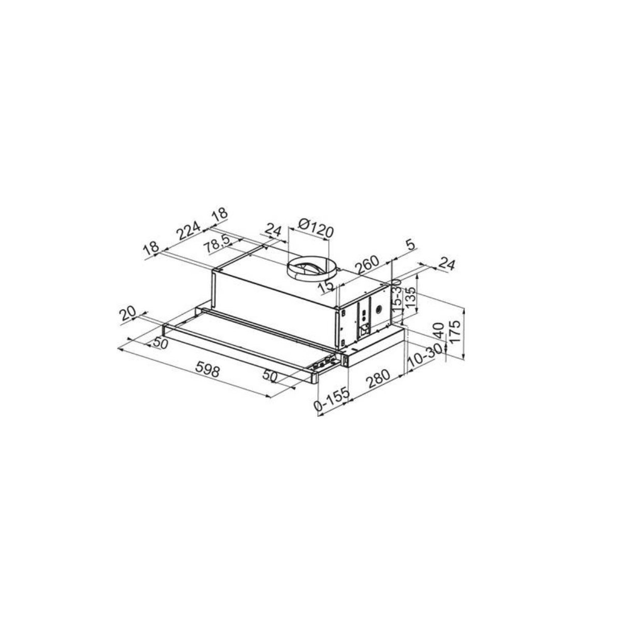 Voir la diapositive 3 : Airlux Hotte tiroir 60cm 310m3/h inox - AHT630IX