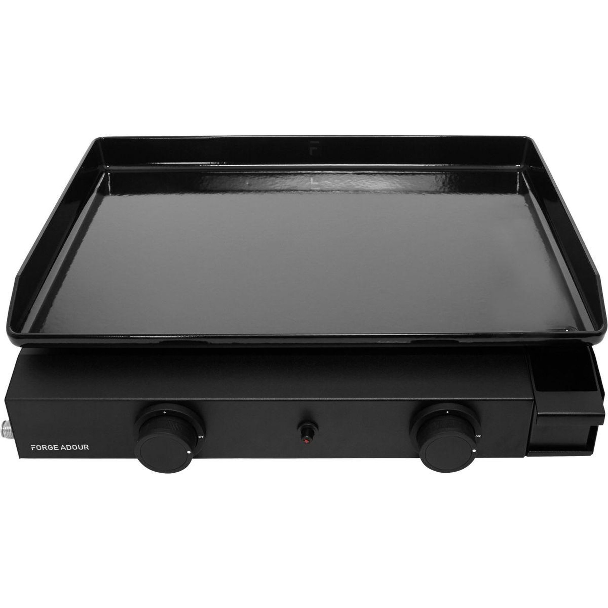Voir la diapositive 3 : FORGE ADOUR Plancha gaz base 60 acier 2 brûleurs à poser, 57.5x37.9 cm