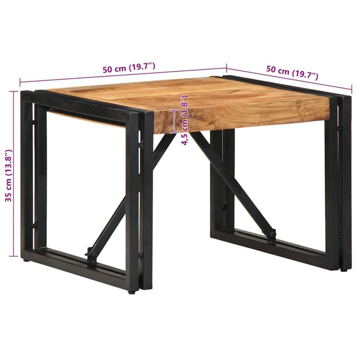 VIDAXL Table basse 50x50x35 cm bois massif d'acacia