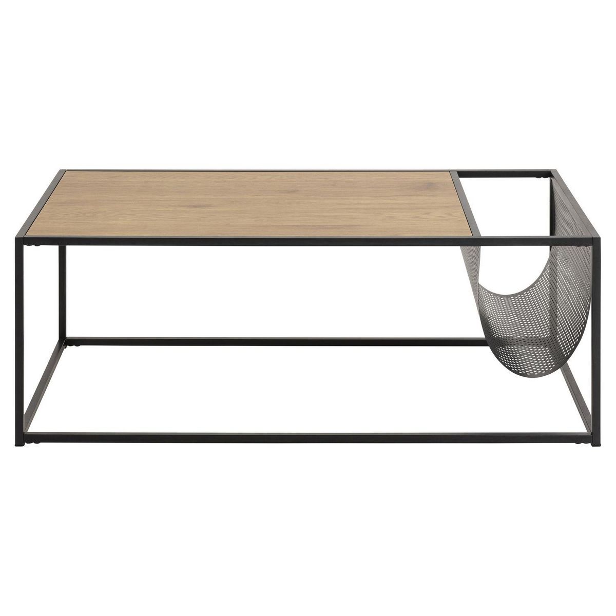 TOILINUX Table basse rectangulaire avec range magazine en MDF et métal