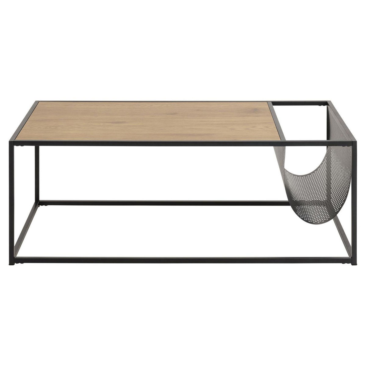 TOILINUX Table basse rectangulaire avec range magazine en MDF et métal