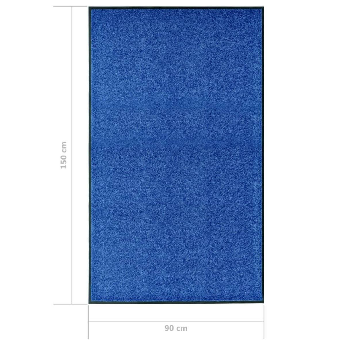 VIDAXL Paillasson lavable Bleu 90x150 cm