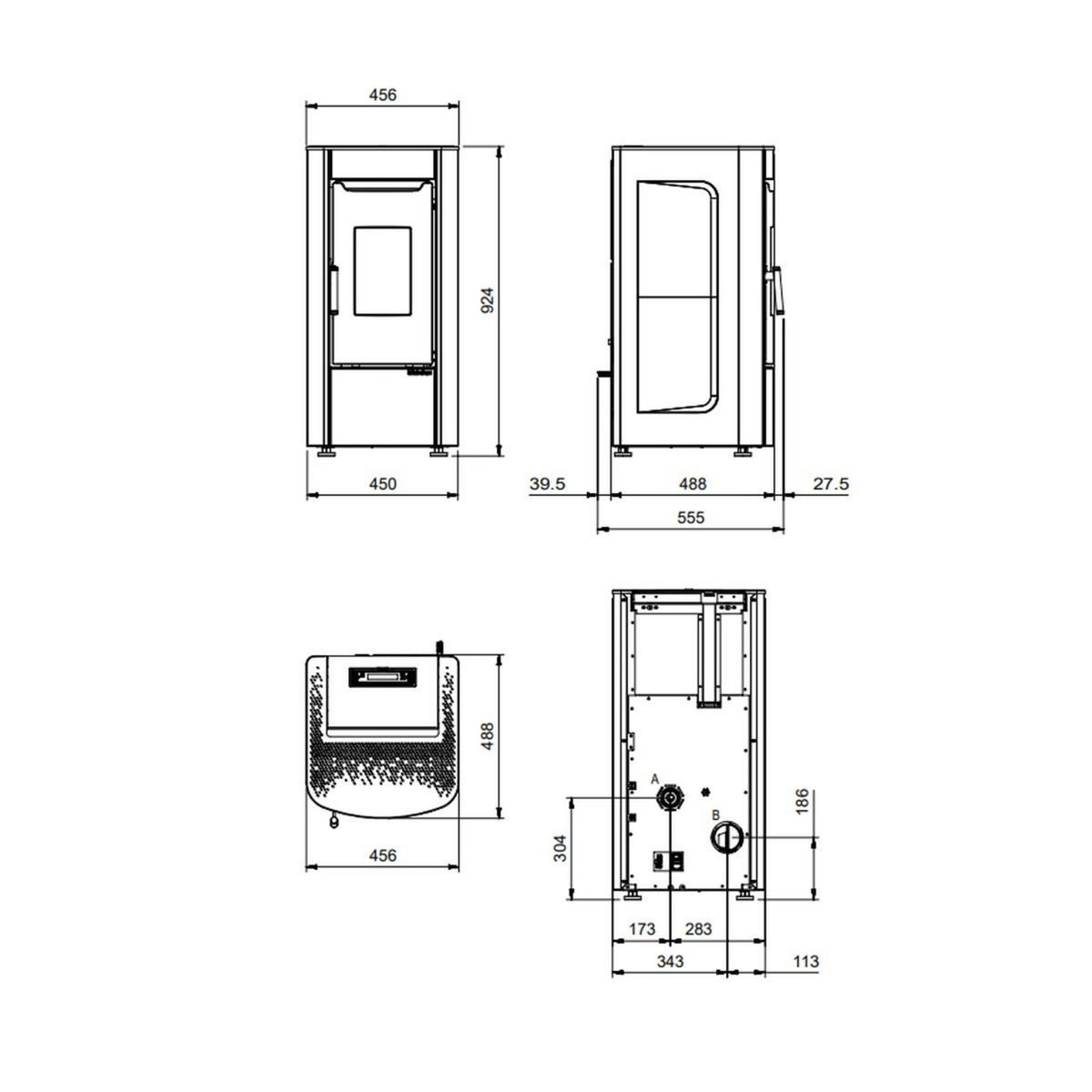 NORDICA EXTRAFLAME Poêle à granulés de bois 7kw noir - sabry5.0noir