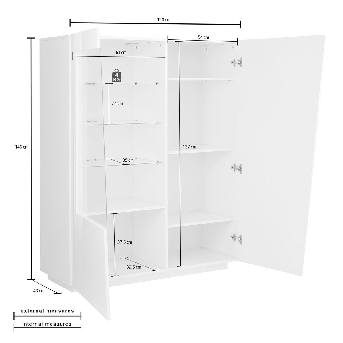 Argentier 2 portes L120cm VERONA