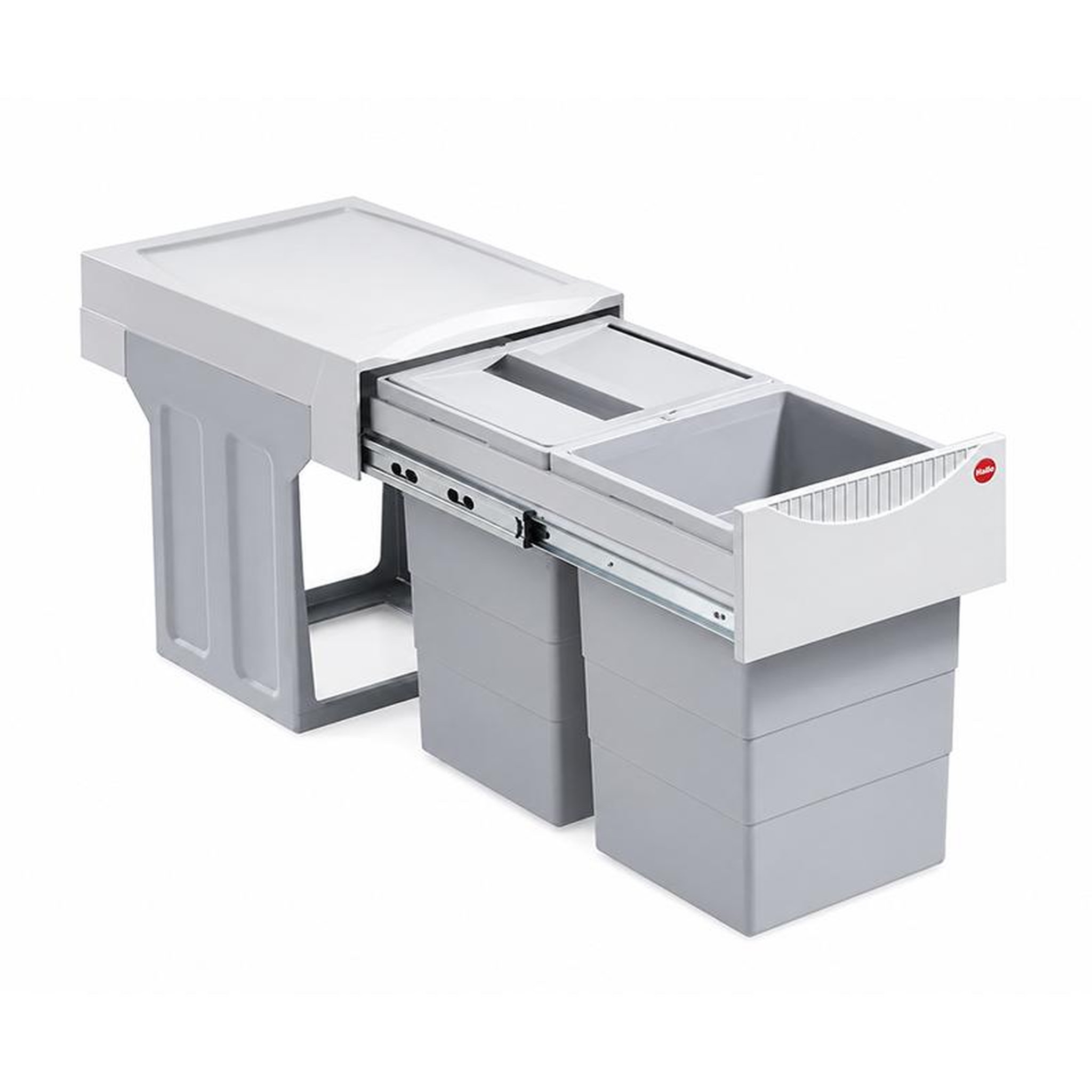 HAILO Poubelle de cuisine tri sélectif 2 bacs encastrable 30l (15+15) hailo tandem