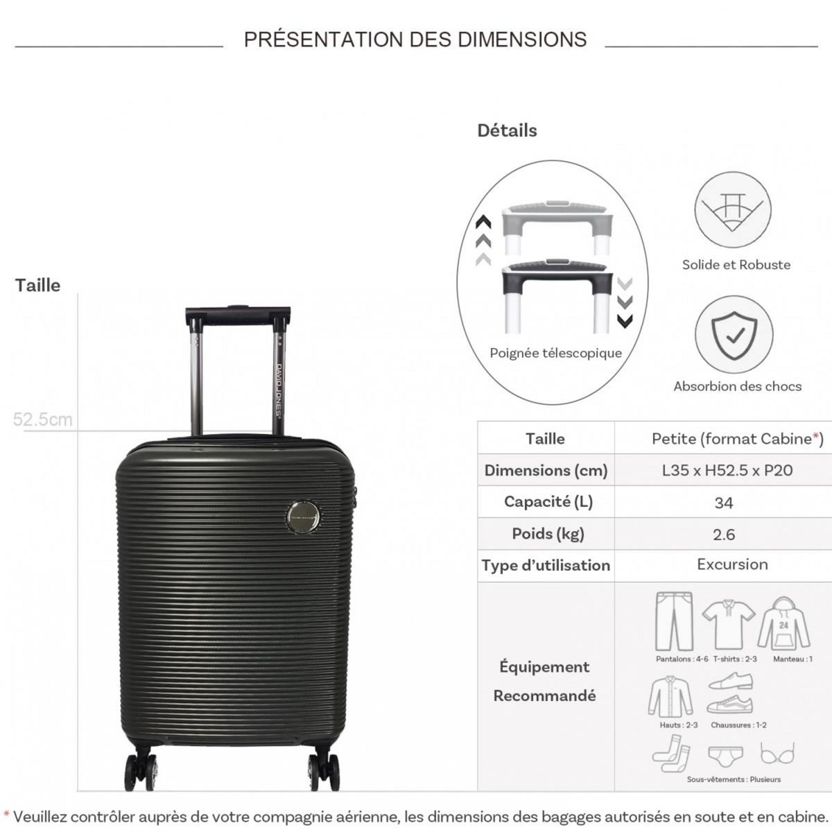 David Jones Valise Cabine David Jones