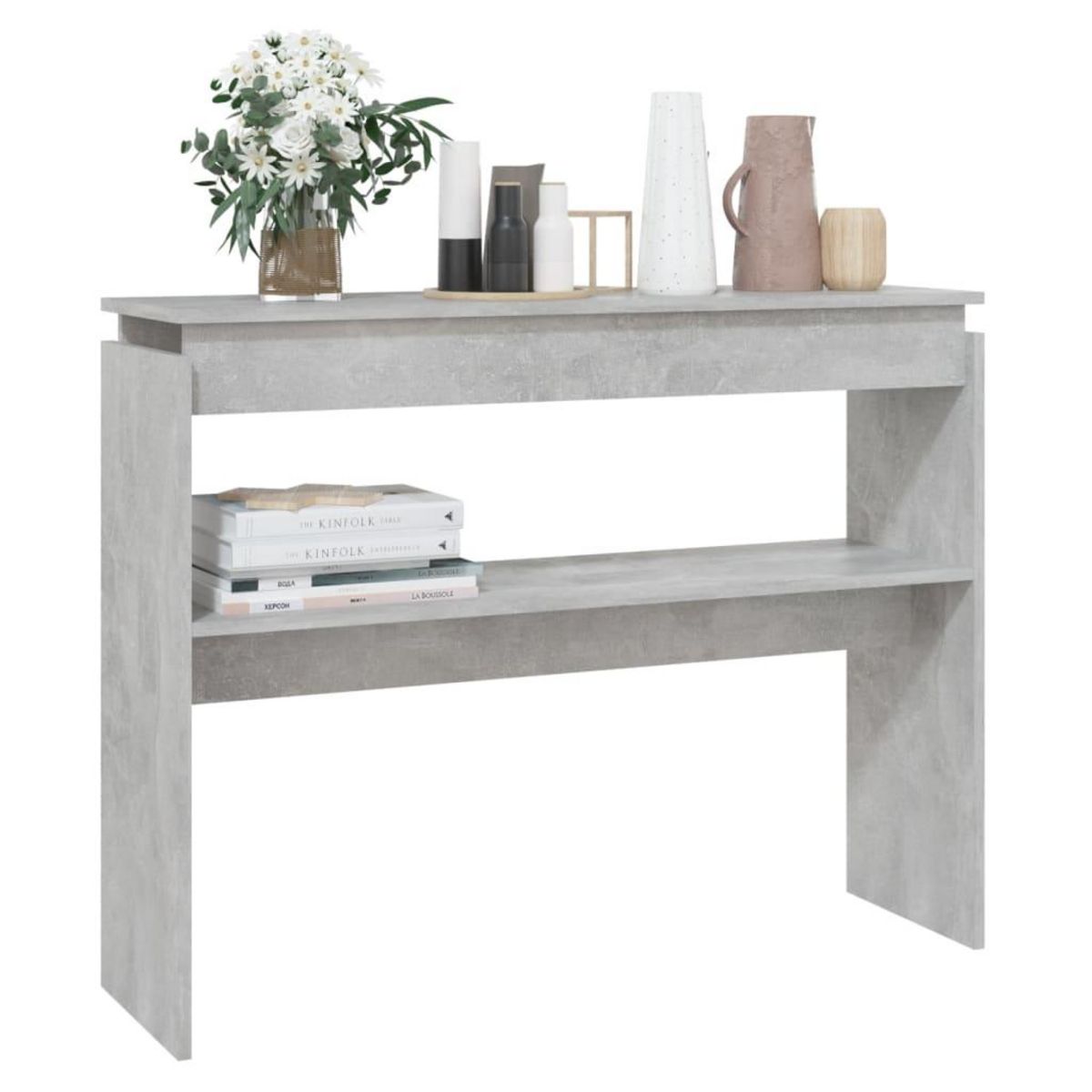 VIDAXL Table console gris beton 102x30x80 cm bois d'ingenierie