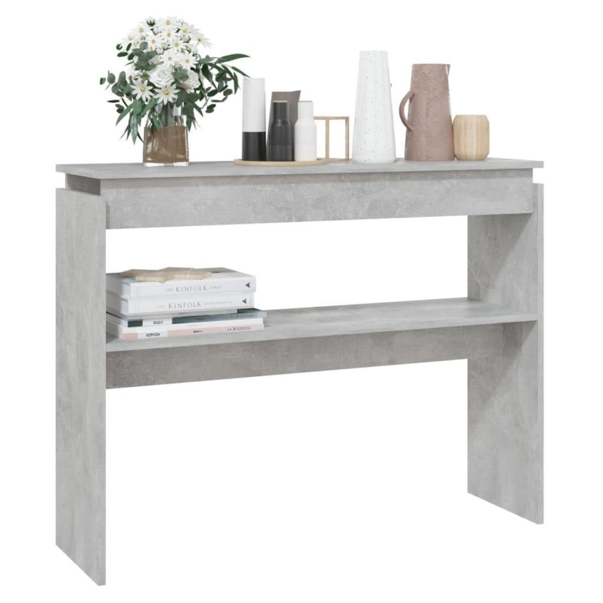 VIDAXL Table console gris beton 102x30x80 cm bois d'ingenierie