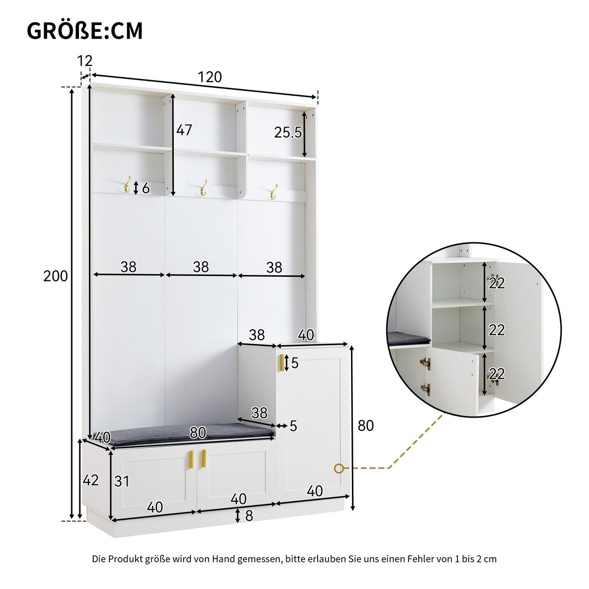 MERAX Meuble d'entrée coloris blanc panneaux de particules