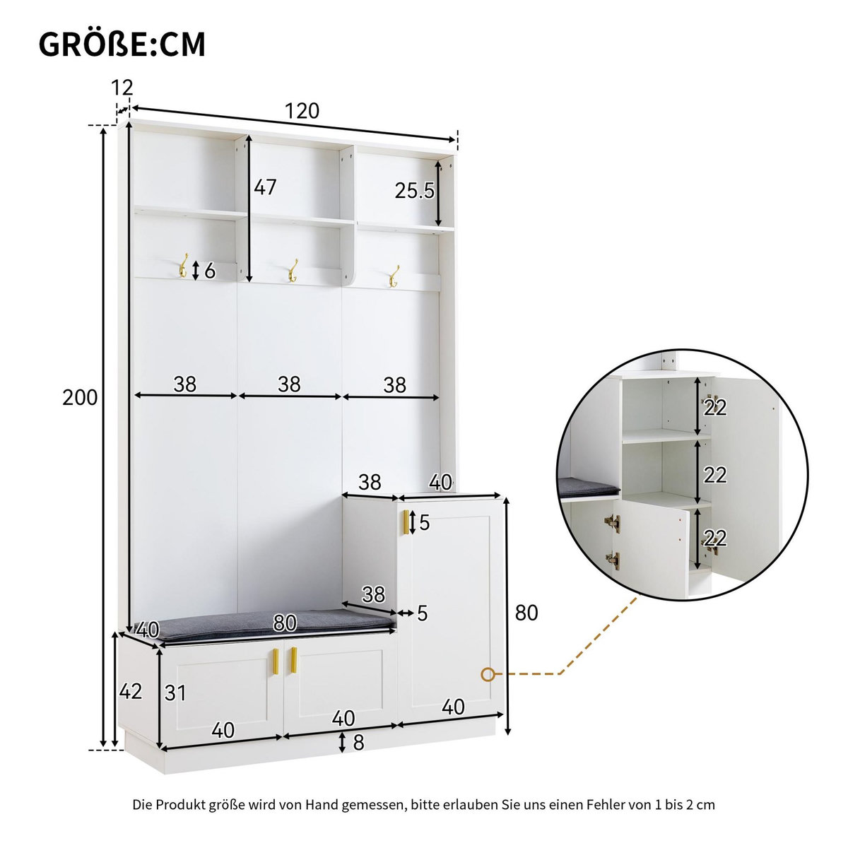 MERAX Meuble d'entrée coloris blanc panneaux de particules