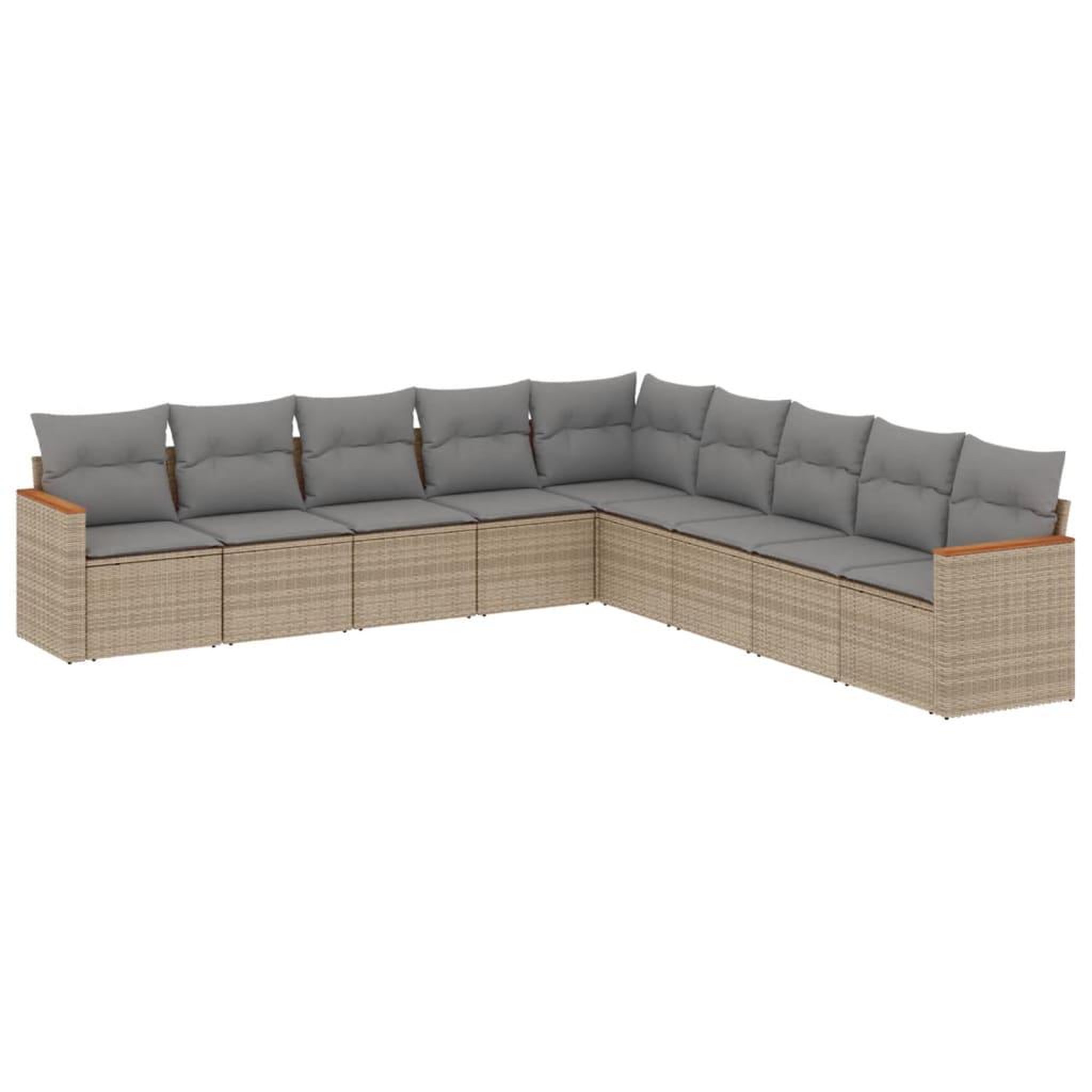 Voir la diapositive 2 : VIDAXL Salon de jardin avec coussins 9pcs melange beige resine tressee