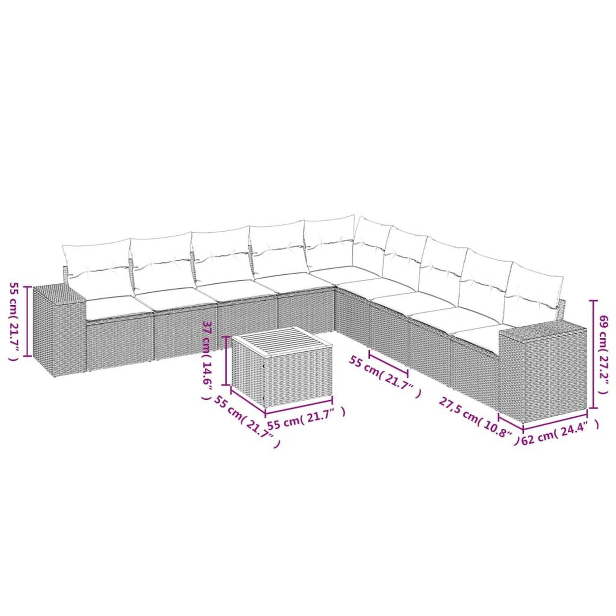 Voir la diapositive 4 : VIDAXL Salon de jardin 10 pcs avec coussins noir resine tressee