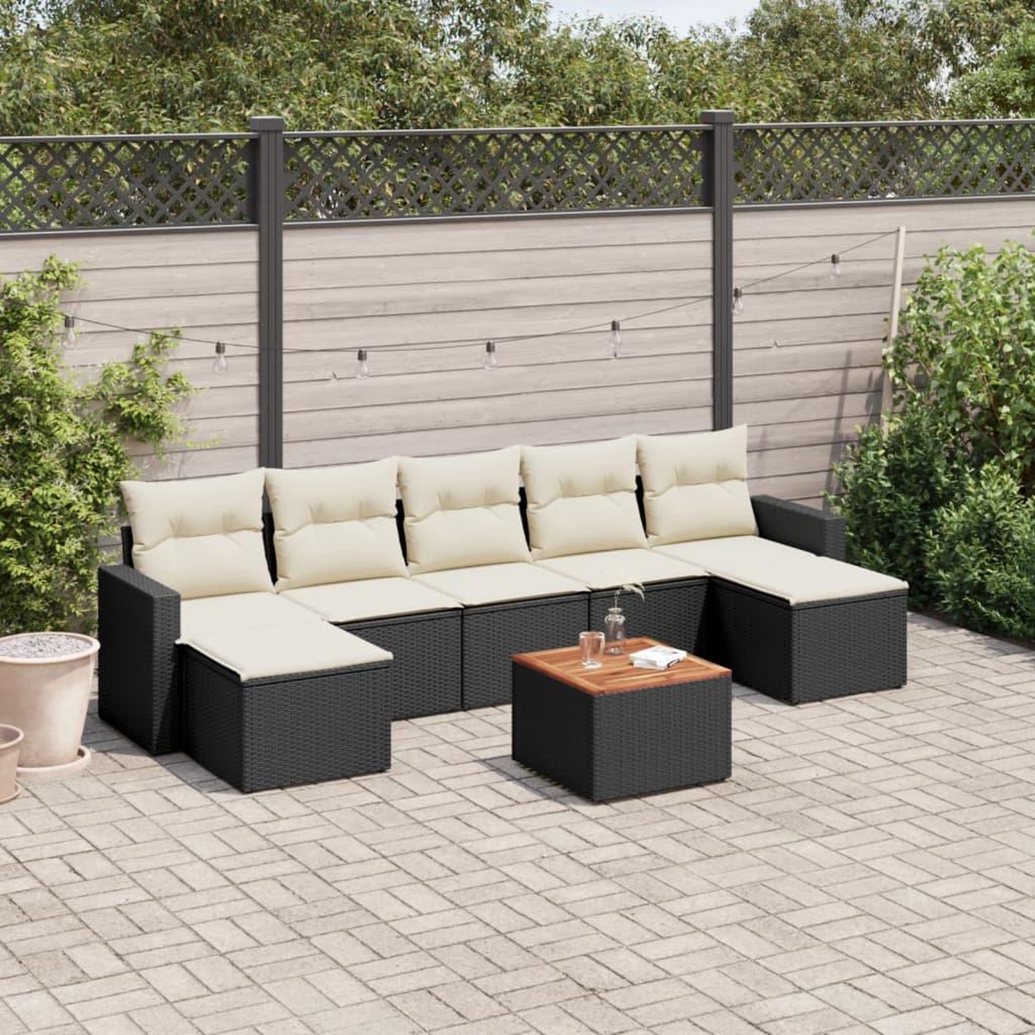 VIDAXL Salon de jardin 8 pcs avec coussins noir resine tressee