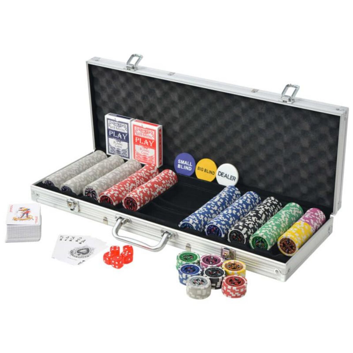 VIDAXL Coffret de poker avec 500 jetons Laser Aluminium