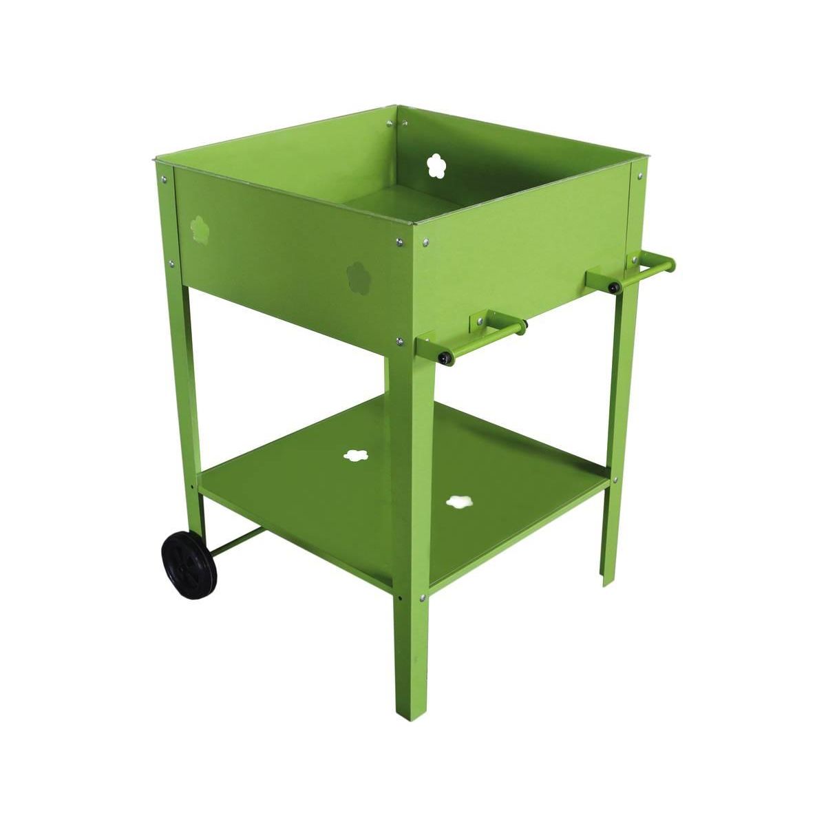 Habitat et Jardin Table de rempotage métal  Laurier  - 55 x 55 x 80 cm - Vert