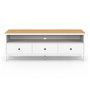 Voir la diapositive 3 : ID MARKET Meuble TV 140 cm ACHILLE 3 tiroirs blanc et plateau bois