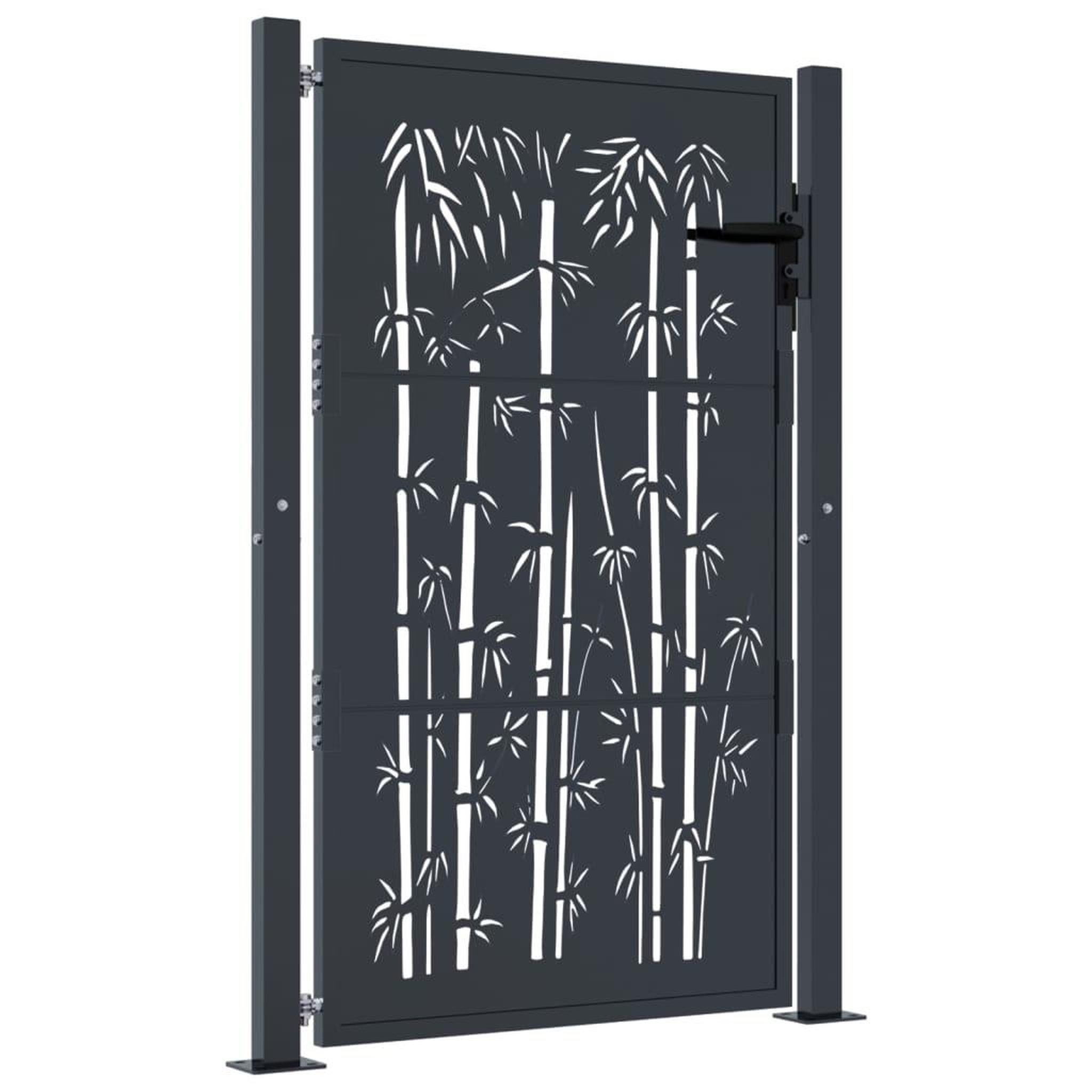 Voir la diapositive 2 : VIDAXL Portail de jardin anthracite 105x155 cm acier design de bambou