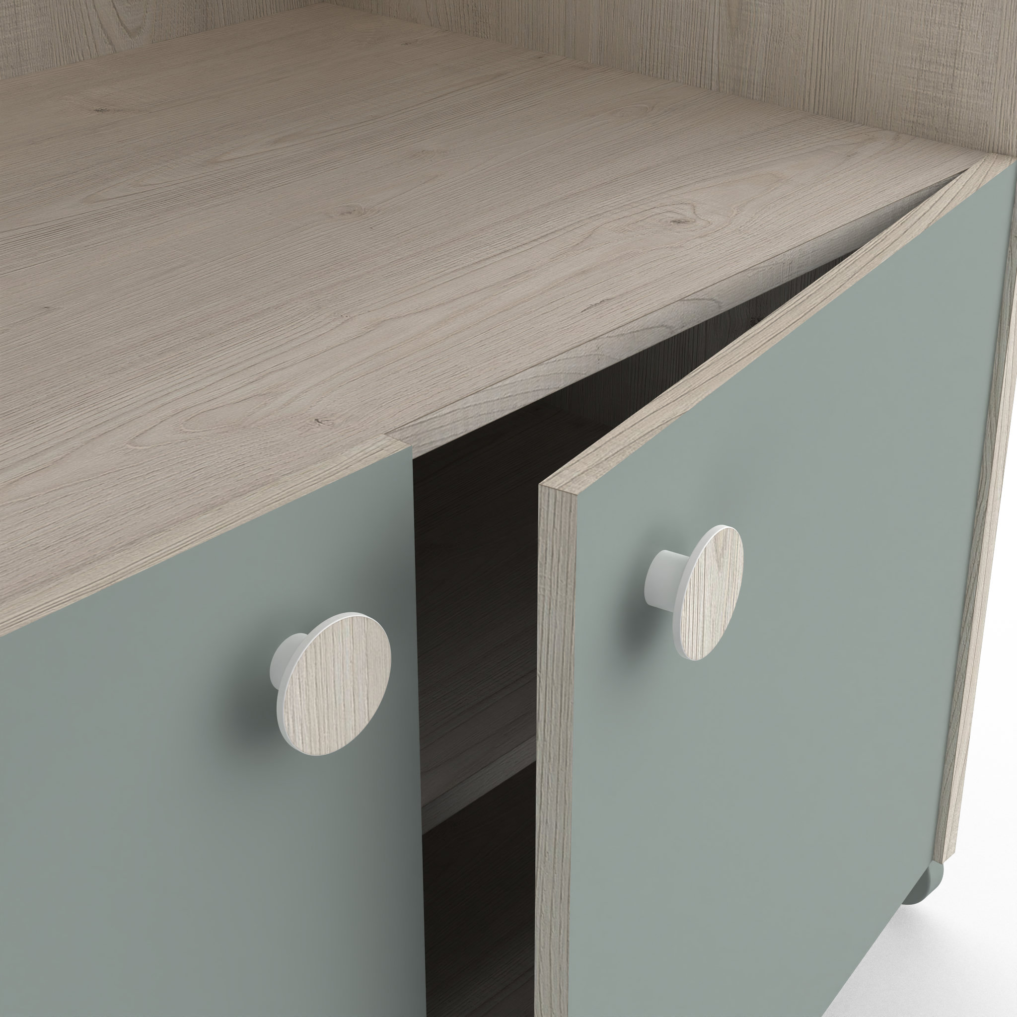 Voir la diapositive 8 : Armoire enfant 4 portes 1 niches L89cm NOLAN