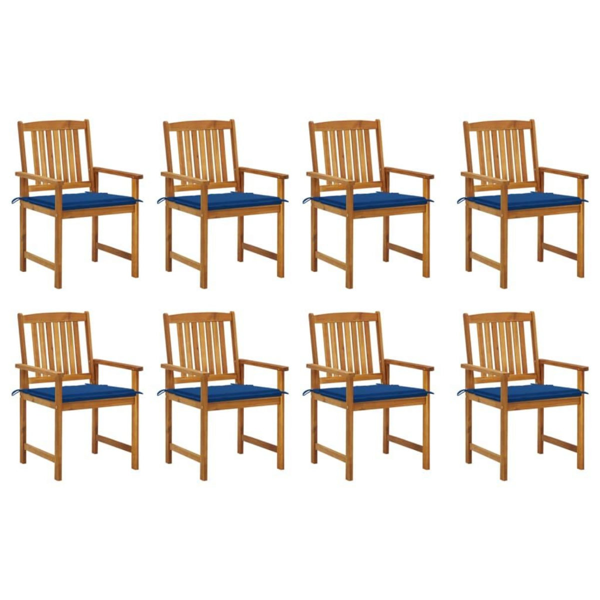 VIDAXL Chaises de jardin avec coussins lot de 8 Bois d'acacia solide