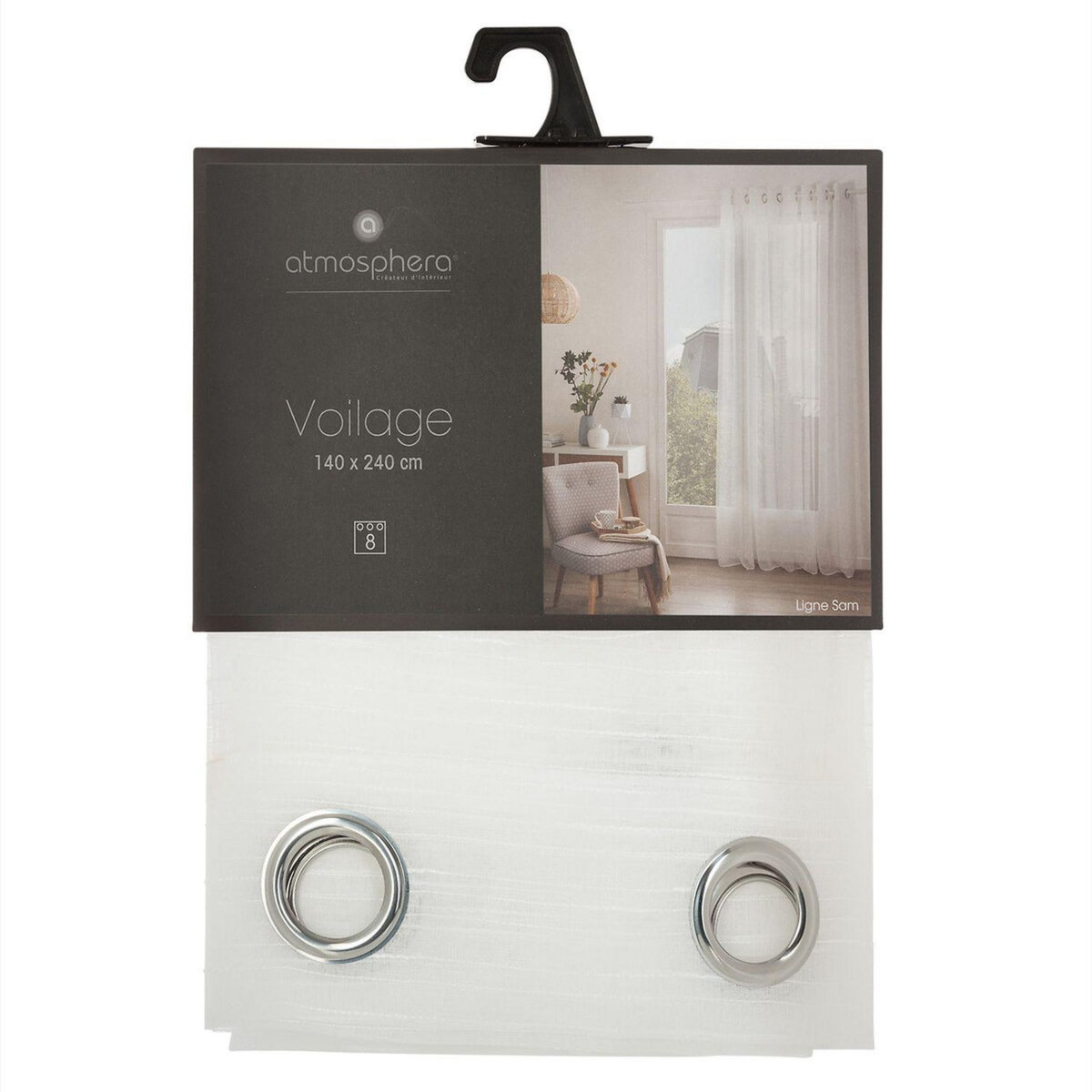 ATMOSPHERA Voilage Sam - 140 x 240 cm - Blanc