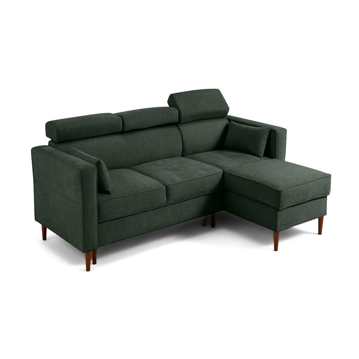 BEST MOBILIER Alicante - canapé d'angle réversible convertible avec têtières - coffre - 4 places - en tissu texturé