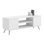 KOBI Meuble TV Scandinave Focus 135 Blanc - Élégance et Fonctionnalité