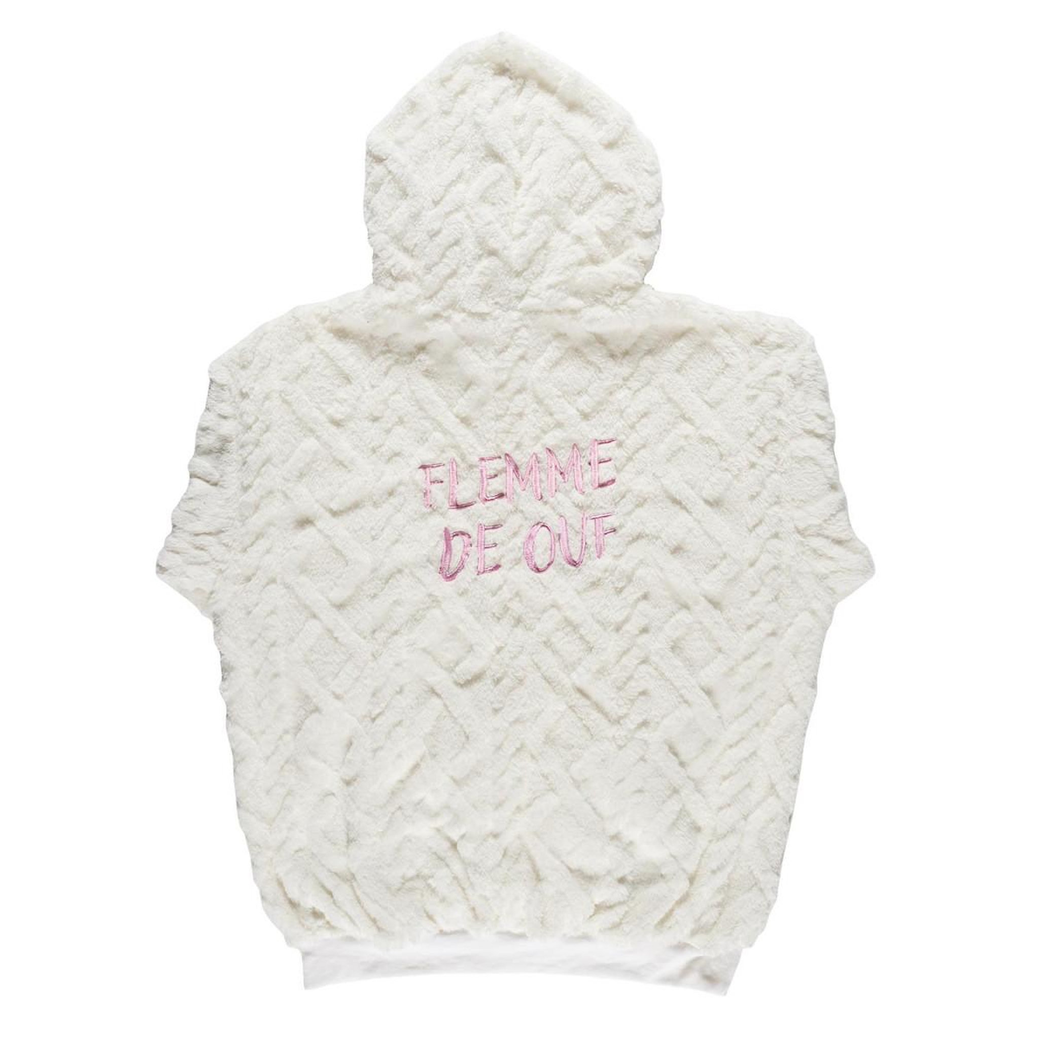 Voir la diapositive 2 : The concept Factory Sweat à capuche ultra doux  flemme de ouf  blanc